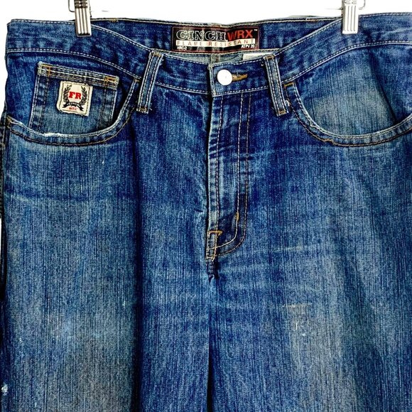 Cinch WRX FR Straight White Label Flame Resistant Blue Jeans 36x30 Workwear - Picture 2 of 11